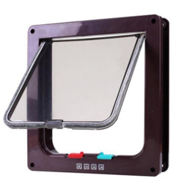 

cat carriers,crates & houses dog flap door with 4 way locking security lock gate weatherproof for dogs cats pet puppy kitten abs plastic gat