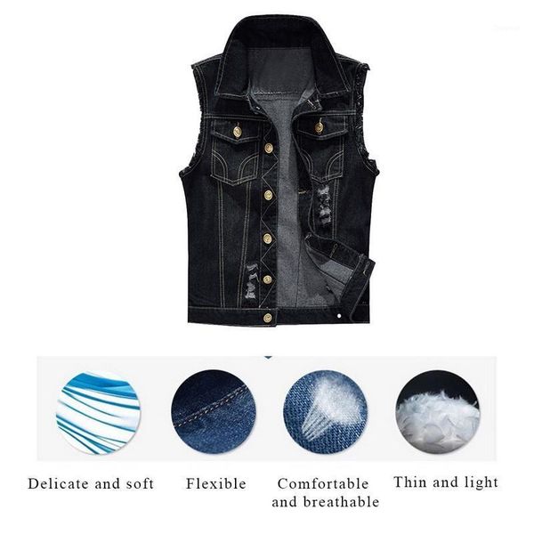 

men's vests dihope cotton jeans sleeveless jacket vest men plus size 6xl black denim male cowboy outdoors waistcoat mens, Black;white