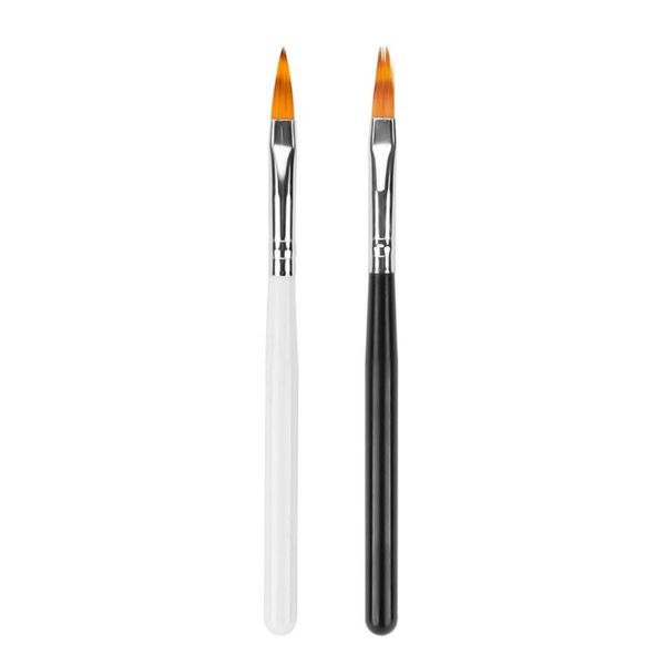 

nail brushes 2pcs soft artificial wool bristles art brush set with black white wooden handle gel builder painting drawing pen, Yellow