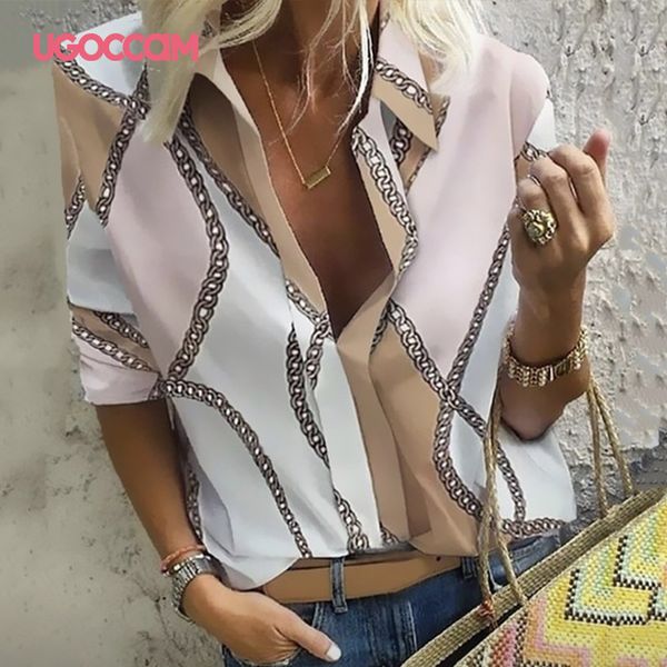 

ugoccam women blouses long sleeve autumn blouse women blouse shirt office elegant work shirt plus size blusas mujer de moda, Gray;blue