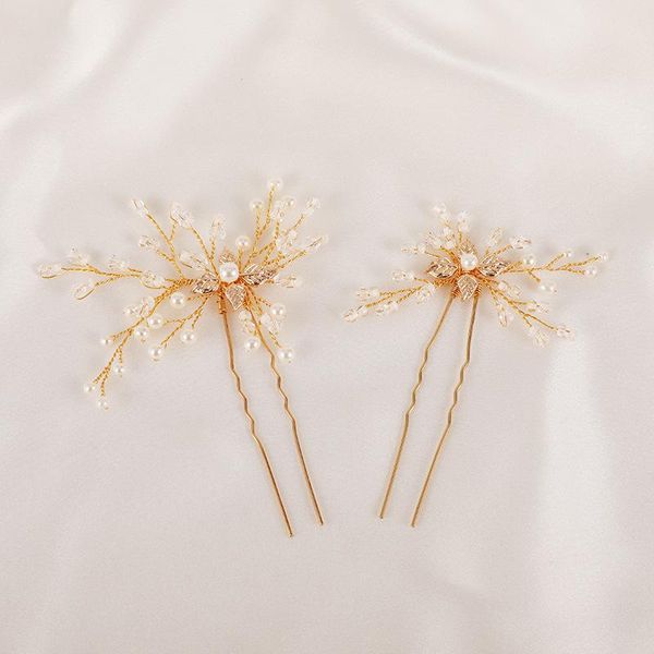 

hair clips & barrettes simple pearls crystal bridal pins handmade wedding jewelry gold color women accessories, Golden;silver