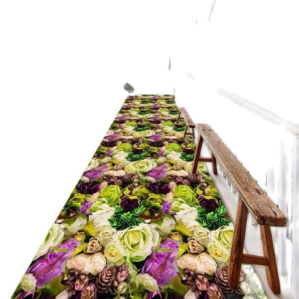 

carpets european style wedding ceremony rose carpet long 3d flower hallway corridor/stairway