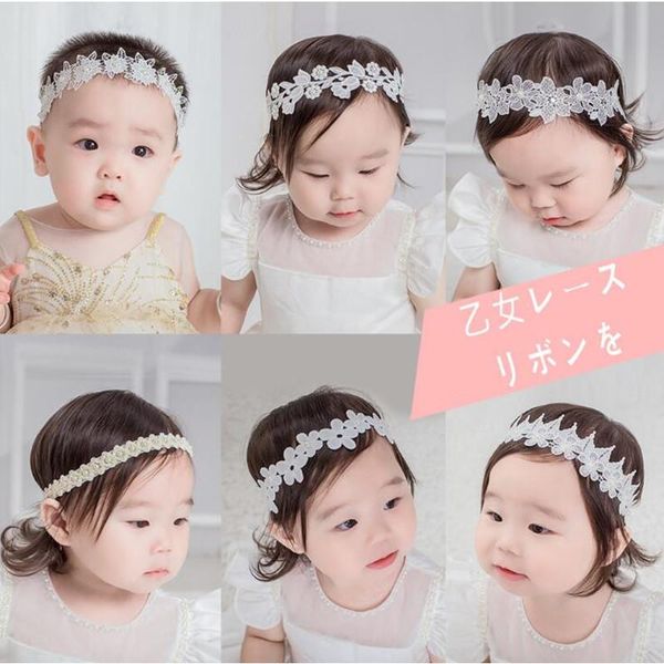 

hair accessories 1/3pcs/set boutique baby lace headband kids floral head hoop girls party po prop hairbands delicate, Slivery;white