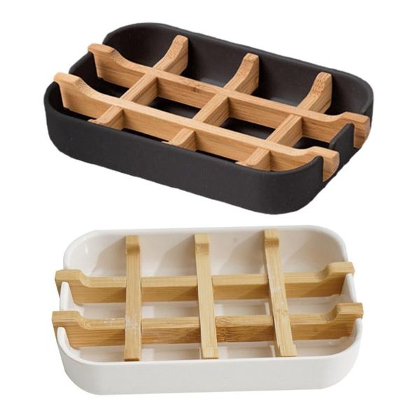 

soap dishes portable leak-proof bamboo dish natural handmade holder box y5jc