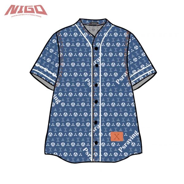 

men's dress shirts nigo s 21ss short sleeve baseball shirt #nigo11031, White;black