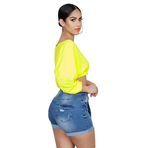 

jeans women's shorts with rolled feet and broken ees, Blue