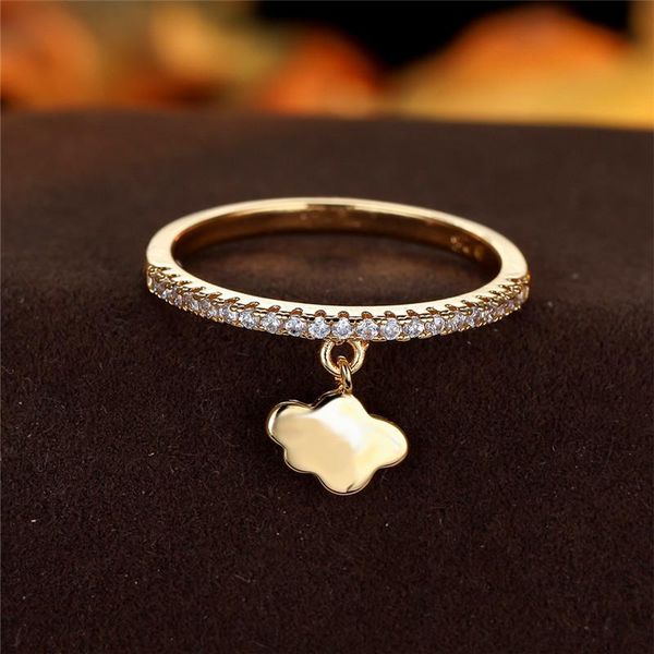 

wedding rings cute female crystal clouds pendant ring trendy gold silver color engagement charm white zircon for women, Slivery;golden