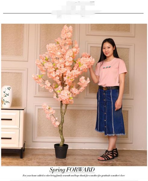 

1.6m height white pink color cherry blossom tree with vase for living room shop landscape diy wedding centerpieces decoration decorative flo