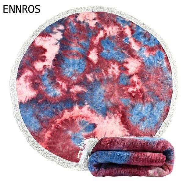 

towel european and american superfine fiber double-sided tie-dye beach round tassel quick-drying bath