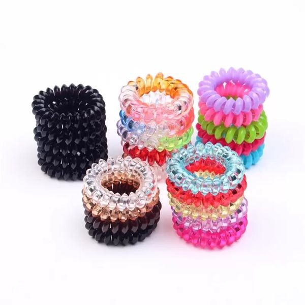 

elastic hair bands telephone ring chain 3.7cm hair tie rope bracelet cute baby girl ponytail holders hair accessories headwear, Slivery;white