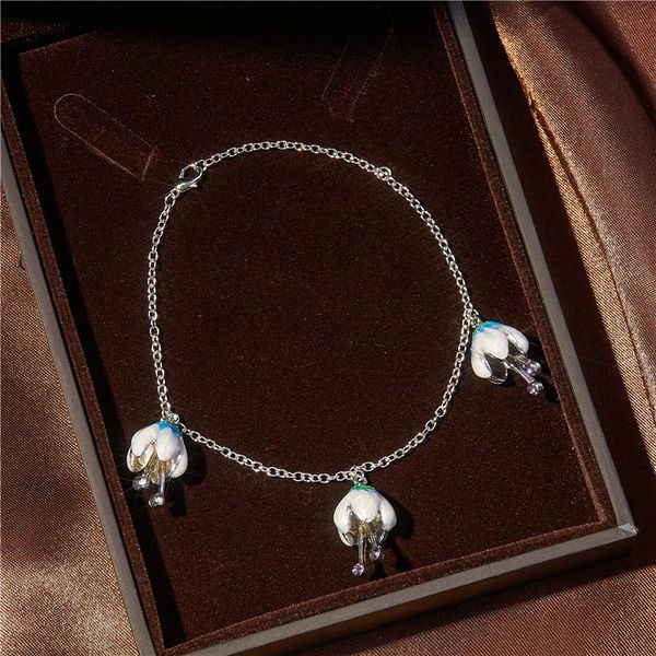 

light luxury delicate flower bell bracelet valentine's day gift girl fashion birthday jewelry wholesale link, chain, Black