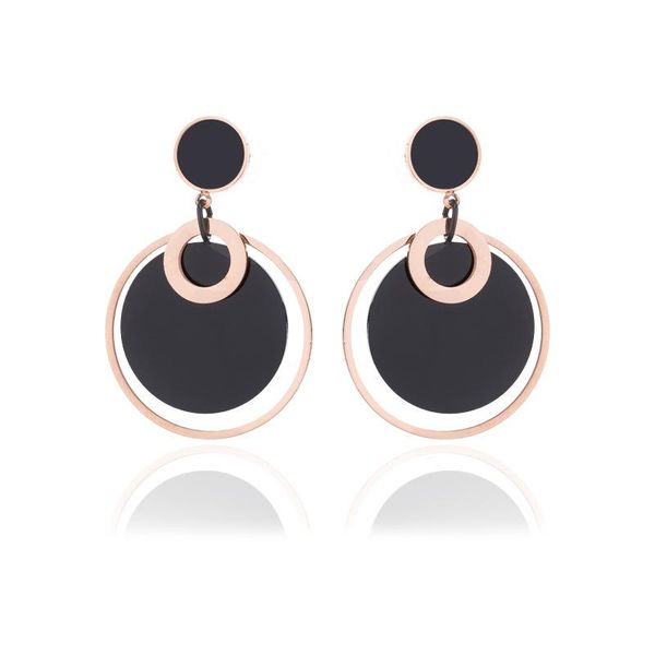 

dangle & chandelier fashion circle creative stainless steel earrings exaggerated female rose gold round non-fading, Silver