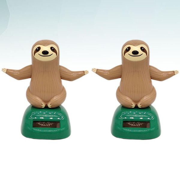 

interior decorations 2pcs sloth shaped design car ornament creative solar powered decor shake head gift abs deskornament(brow