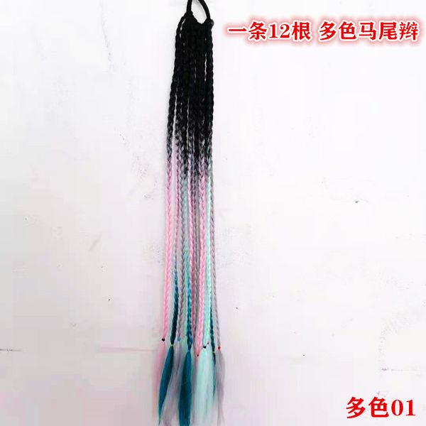 

gradient color pigtail wig ponytail, Black