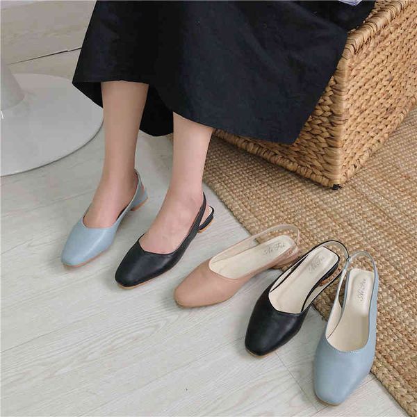 

summer women's solid sandals covered toe casual female flat buckle slid women sho sandalia feminina, Black