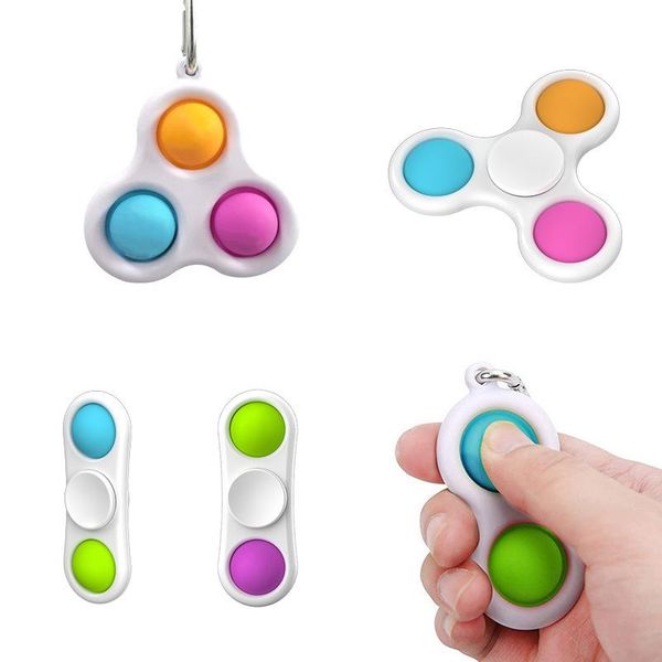 

keychains pops it mini keychain keyfob trinket simple dimple toy key ring pedant for women men spinner antistress stress relief, Silver