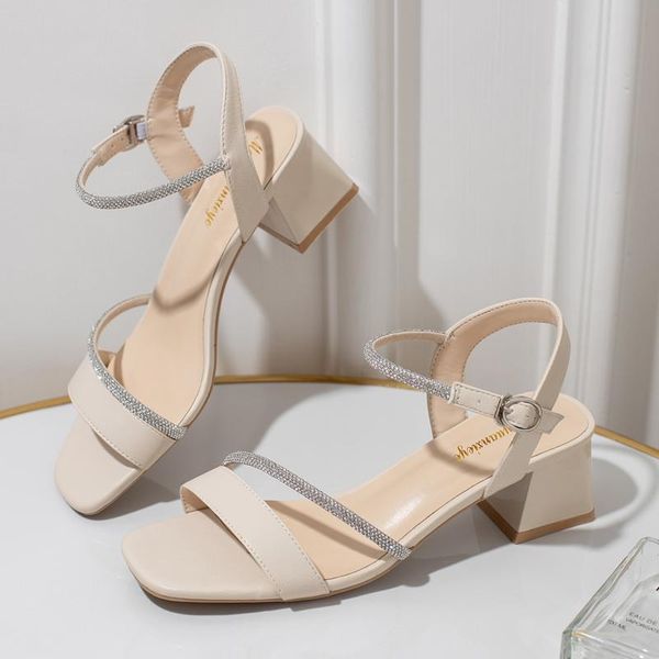 

dress shoes summer women sandals 2021 square high heel sandal casual peep toe black platform plus size
