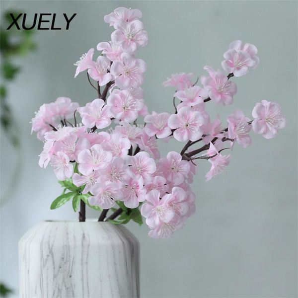 

48cm coffee branch chinese artificial flower peach blossom cherry home decoration wedding arrangement fake silk decorative flowers & wreaths