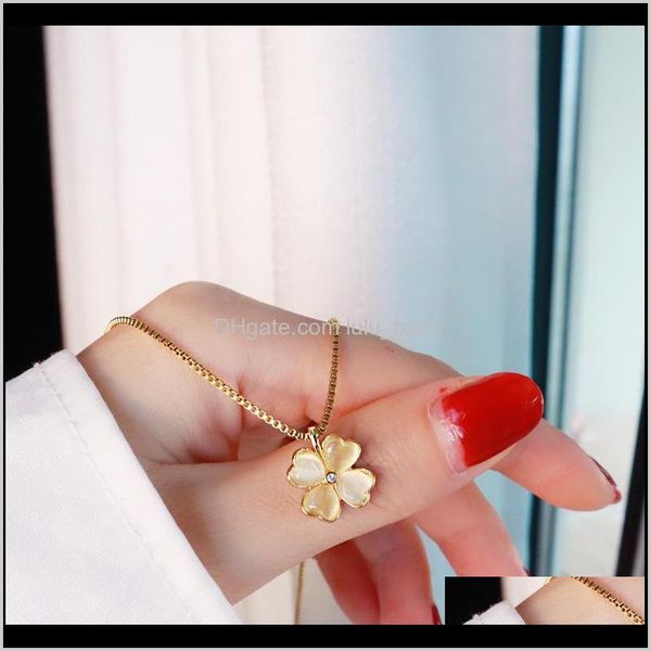 

necklaces titanium steel colorfast gold lucky clover pendant necklace clavicle chain ladys temperament net red m5wa7 8zb4w, Silver