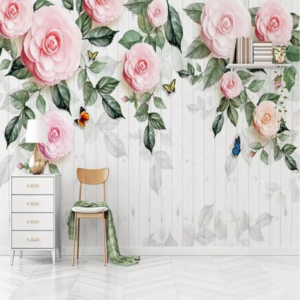 

wallpapers youman custom 3d tv background wallpaper camellia flower mural modern living room home decoration po