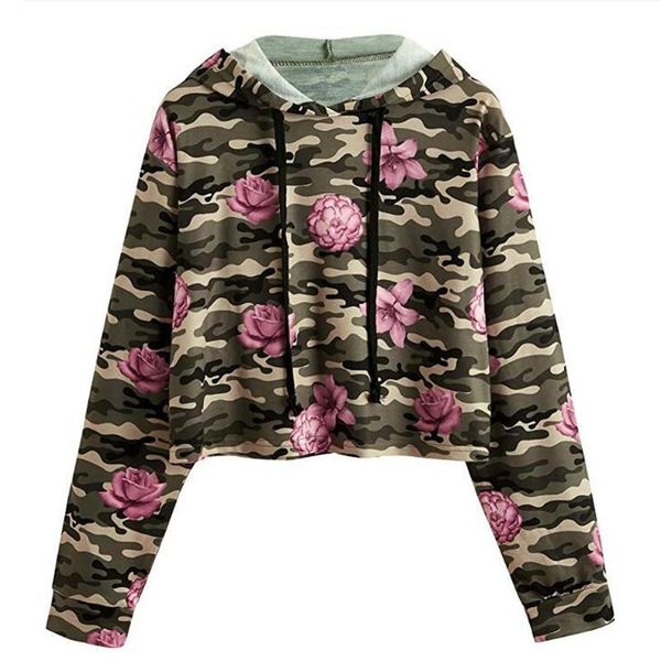 

women's hoodies & sweatshirts drawstring camouflage print hooded long sleeve pullover sweatshirt fashion autumn and winter womens ladie, Black