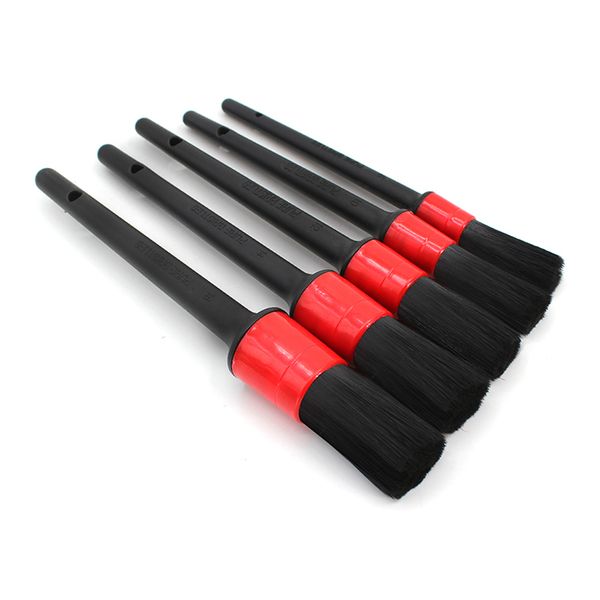 

5 pcs detailing cleaning tool natural boar hair brushes for car interior gap rims dashboard wheel air vent trim