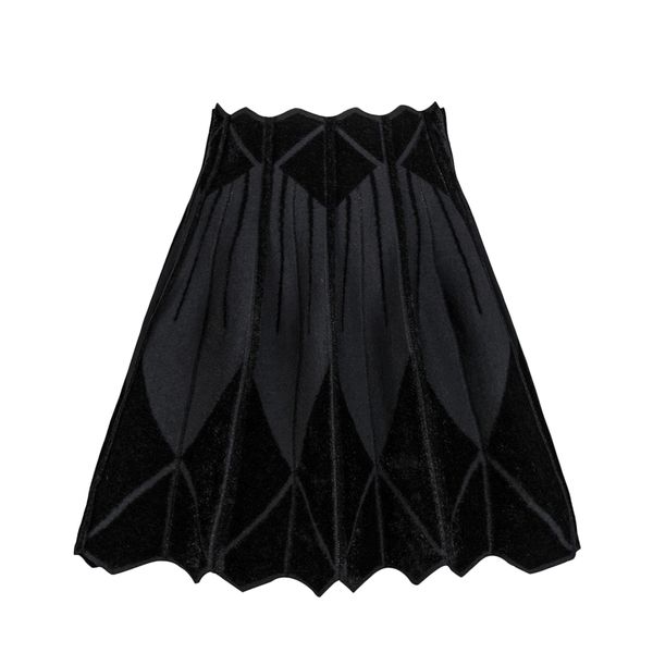 

autumn and winter new black crotch high waist knitted fashion a line pleated woman skirts 210421