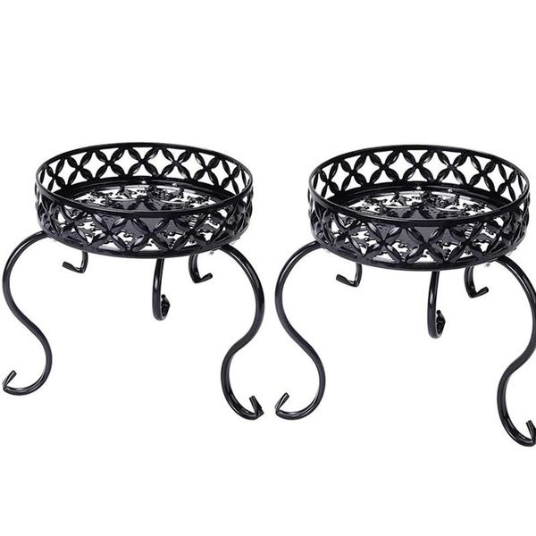 

metal small plant stand indoor outdoor floor flower pot holder rack/round iron potted stands black kitchen storage & organization