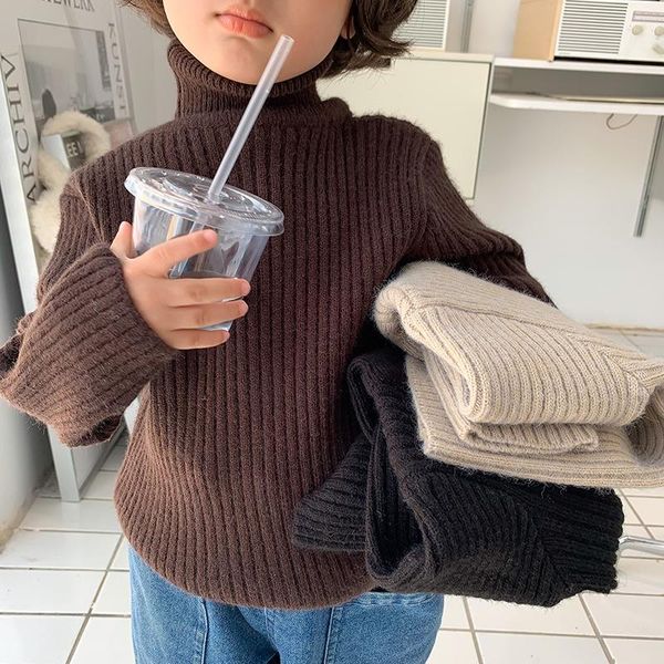 

pullover korean style kids fashion high collar 4 colors knitted sweaters, Blue