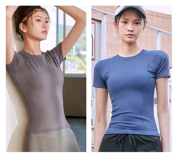 

fitness sports short sleeve round neck shirts women skin-friendly breathable quick dry yoga trainning running shirt outfit