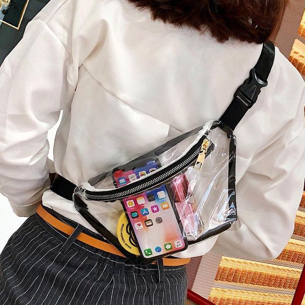 

waist bags clear pvc fanny packs young girls waterproof travel chest bag transparent pack plastic casual hip bum belt t110