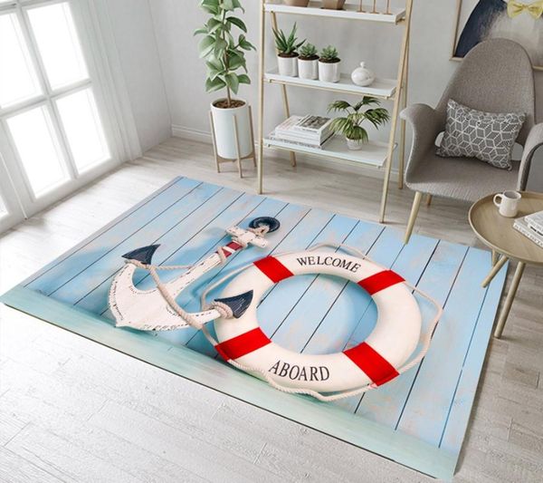

bath mats anchor life buoy blue wooden board dining room carpet children's floor bedroom area mat home cushion bathroom non-slip rug