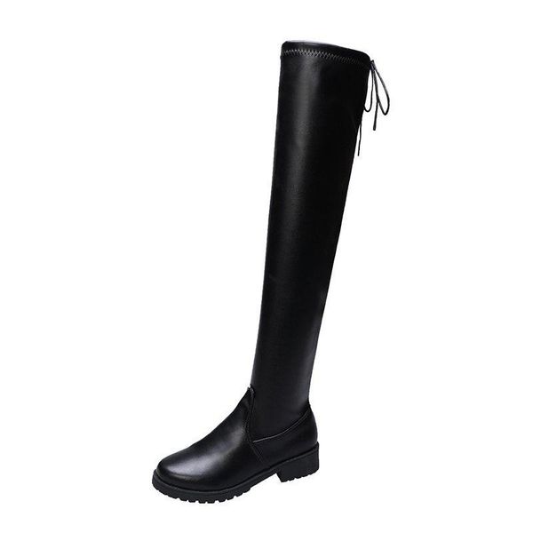 

boots thigh high female winter women over the knee flat stretch fashion shoes 2021 black fur