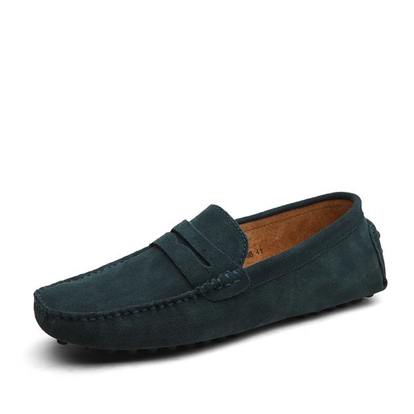 

hand made cow leather flats suede shoes men drive shoes brand designer loafers, Red;white
