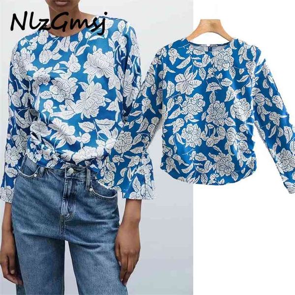 

blouse women spring autumn fashion round neck printing long sleeve no deduction loose elegant women's shirt 210628, White