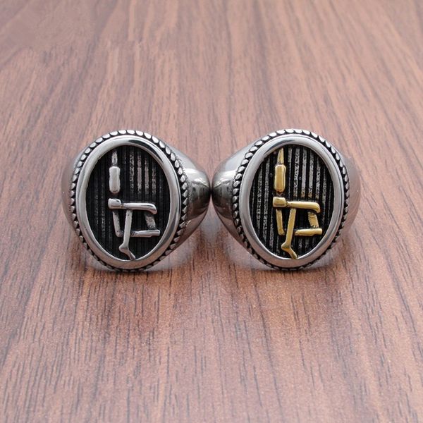 

fashion stainless steel pistol rings punk retro pop men's gesture rifle gun pattern gothic ring gold silver, Golden;silver