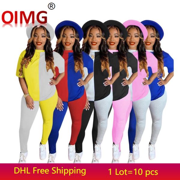 

women's two piece pants summer clothes women patchwork sports suits 2 sets shirts+pants tracksuits 2xl t-shirt+leggings casual sweatsui, White