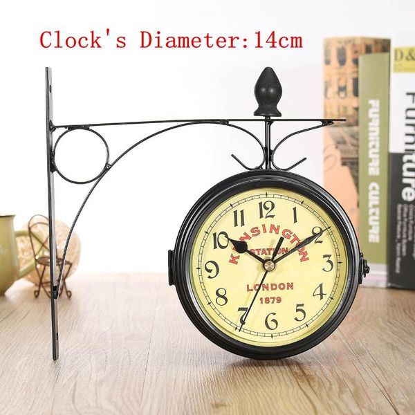 

wall clocks black vintage decorative double sided metal clock station hanging for christmas gifts