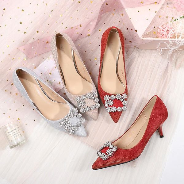 

dress shoes 2021 women wedding high heels pointed toe designer spring luxury ladies pumps drop 3.5 5 6.5cm heel, Black