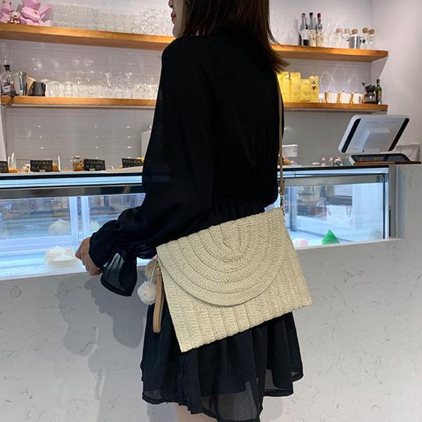 

evening bags 2021 est elegant envelope crossbody bag weave straw handbag large capacity casual retro classic shoulder pack for women