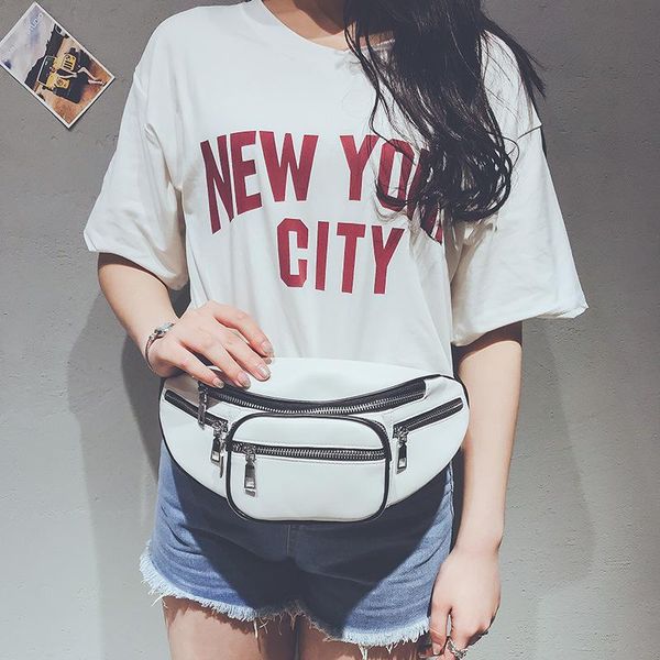 

single shoulder diagonal bag chest pu women fur fanny pack waist bags