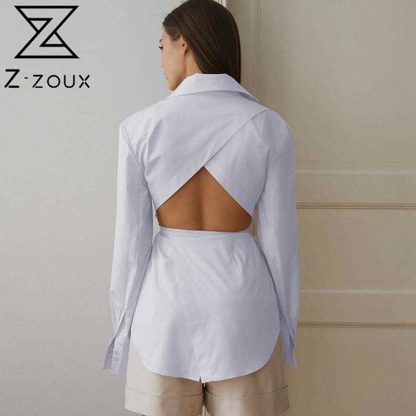 Женская блузка с длинным рукавом кружева рубашки без спинки пустые унылые дамы вершины сексуальная рубашка белый черный 210524
