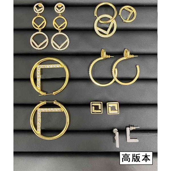

70% off outlet online rings, exaggerated s925 silver needle earrings, female minority design, letter earrings, Golden