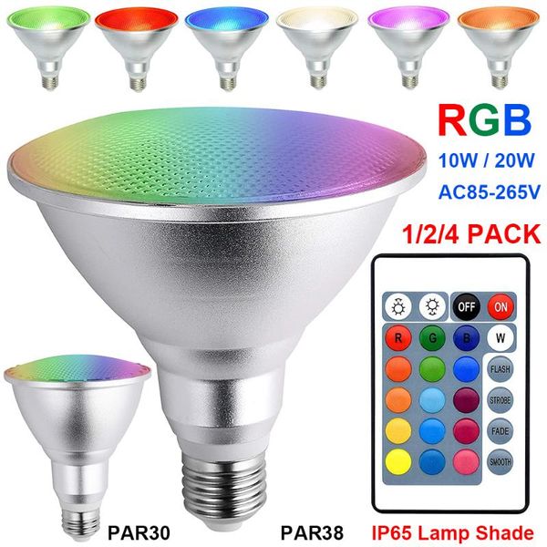 

bulbs waterproof lamp cover light bulb led rgb floodlight ac85-265v 1/2/4 pack dimmable e26/e27 ac home decoration d30