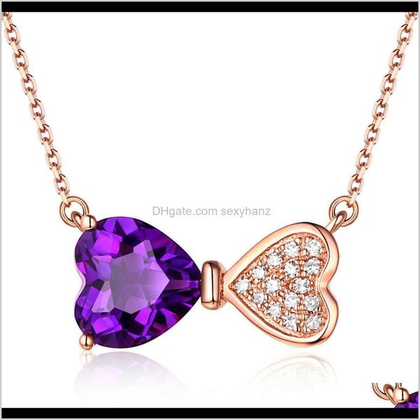 

pendant necklaces & pendants drop delivery 2021 fashion shipai jewelry 18k rose gold heart inlaid with zircon bow necklace for women jg7sd, Silver