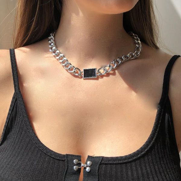 

chains punk fashion simple women necklace exaggerated style design feeling, Silver