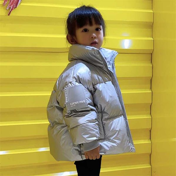 Olekid crianças inverno casaco coreano versão impermeável brilhante jaqueta para baixo para meninas 3-12 anos crianças crianças adolescentes parka 211222