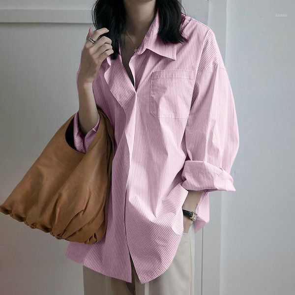 

women's blouses & shirts stylish striped lapel zanzea 2021 casual long sleeve blusa female office lady tunic oversize chemise blue, White