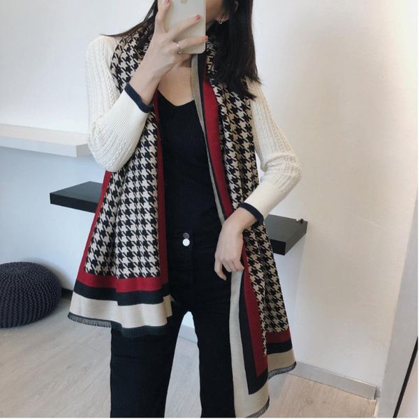 

scarf female winter korean fashion imitation cashmere warm comfortable shawl dual purpose scarves, Blue;gray