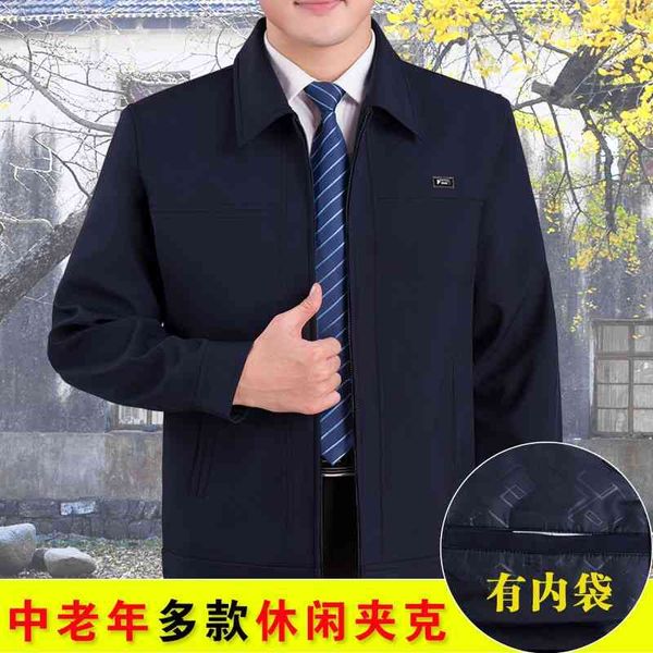 

spring autumn leisure thin coat middle-aged and elderly dad jacket men's regular outside, Black
